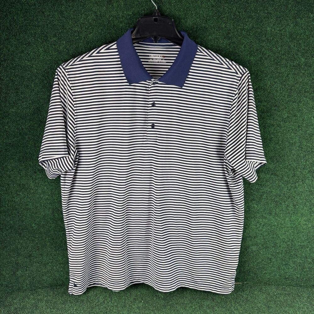 UNTUCKit Men’s Cronos Polo XXL 2XL Navy Stripe Reg Fit